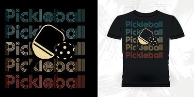 jogador de pickleball engraçado esportes retrô vintage design de camiseta de pickleball vetor