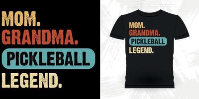 mãe avó lenda de pickleball engraçado dia das mães jogador de pickleball esportes retrô vintage design de camiseta de pickleball vetor