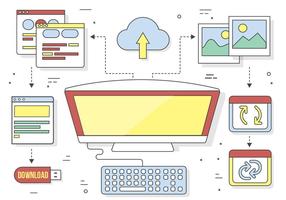 Elementos e ícones descortados do vetor Flat Design Flat