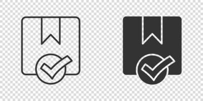 ícone de verificação da caixa de remessa em estilo simples. recipiente aprovar ilustração vetorial no fundo branco isolado. conceito de negócio de embalagem de papelão. vetor
