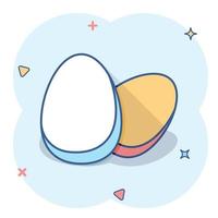 ícone de ovo de desenho animado em estilo cômico. pictograma de ilustração de sinal de casca de ovo. conceito de negócio de respingo de frango. vetor