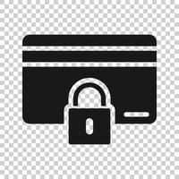 ícone de proteção de cartão de crédito em estilo simples. ilustração vetorial de compra segura em fundo branco isolado. conceito de negócio de cadeado comercial. vetor