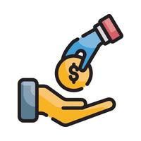 ilustração de estilo vetorial de doação. ícone de contorno preenchido de negócios e finanças. vetor