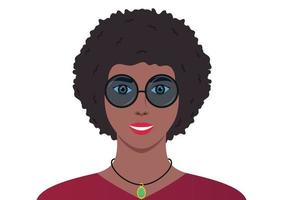 retrato de uma linda mulher negra com óculos em fundo branco vetor