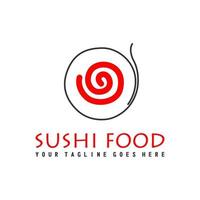 o rolo de sushi é um estoque de vetores de conceito abstrato de design de logotipo gráfico de imagem muito simples e exclusivo. pode ser usado como símbolos relacionados a comida ou japão