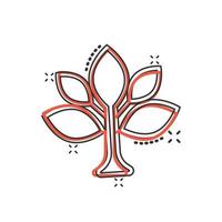 ícone de folha em estilo cômico. ilustração em vetor planta dos desenhos animados no fundo branco isolado. conceito de negócio de sinal de efeito de respingo de flor.
