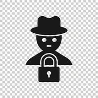 ícone de hacker de fraude em estilo simples. ilustração em vetor espião no fundo isolado. cyber defender o conceito de negócio.