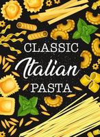 cartaz italiano de massa e vegetação com comida de pastelaria vetor