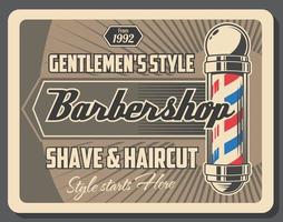 cartaz retrô de serviço de barbearia do estilo cavalheiros vetor