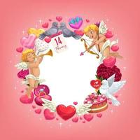 dia dos namorados amor feriado corações e quadro de presentes vetor