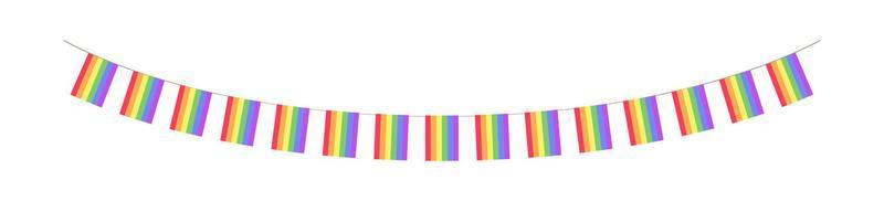 bandeira do arco-íris mês do orgulho garland bunting divisor ilustração vetorial simples clipart vetor