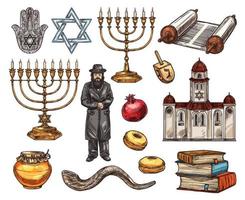 símbolos de religião do judaísmo, desenho vetorial isolado