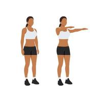 mulher fazendo frente de braço duplo aumenta o exercício. ilustração vetorial plana isolada no fundo branco vetor