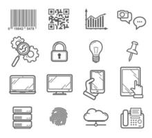 ícones vetoriais de contorno de tecnologia e negócios vetor