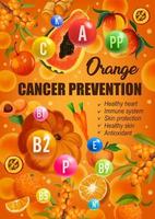 dieta laranja prevenção do câncer comida nutrição vetor