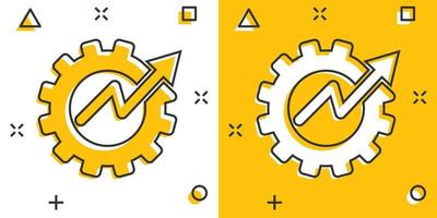 ícone de produtividade em estilo cômico. ilustração em vetor estratégia dos desenhos animados de processo no fundo isolado. conceito de negócio de sinal de efeito de respingo de análise de seo.