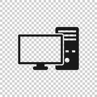 ícone de computador pc em estilo simples. ilustração em vetor desktop em fundo branco isolado. conceito de negócio de monitor de dispositivo.