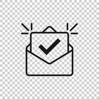 envelope com ícone de documento confirmado em estilo simples. verifique a ilustração vetorial no fundo branco isolado. receber o conceito de negócio. vetor