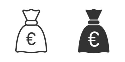ícone do saco de dinheiro em estilo simples. ilustração em vetor saco de dinheiro em fundo isolado. conceito de negócio de sinal de saco de moedas.