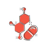 ícone de nota de pílula de vitamina em estilo cômico. ilustração em vetor cápsula dos desenhos animados no fundo branco isolado. conceito de negócio de sinal de efeito de respingo antibiótico.