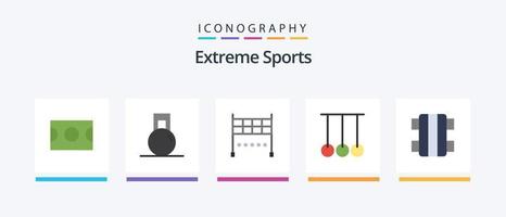 pacote de ícones do esporte plano 5, incluindo esporte. jogos. linha. Diversão. argolas. design de ícones criativos vetor