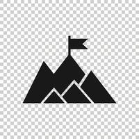 ícone do campeão da missão em estilo simples. ilustração vetorial de montanha em fundo branco isolado. conceito de negócio de liderança. vetor