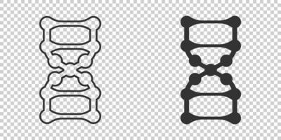 ícone da molécula de DNA em estilo simples. ilustração em vetor átomo em fundo branco isolado. conceito de negócio de sinal espiral molecular.