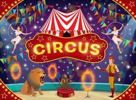 treinador de animais de circo e acrobatas. show de carnaval vetor