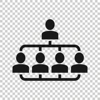 organograma corporativo com ícone de vetor de pessoas de negócios em estilo simples. ilustração de cooperação de pessoas em fundo branco. conceito de negócio de trabalho em equipe.