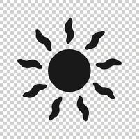 ícone do sol em estilo simples. ilustração vetorial de sinal de luz solar sobre fundo branco isolado. conceito de negócios à luz do dia. vetor