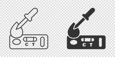 ícone de teste rápido de coronavírus em estilo plano. ilustração em vetor covid-19 em fundo isolado. conceito de negócio de sinal de diagnóstico médico.