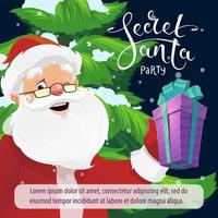 convite secreto para festa de natal do papai noel com presente vetor