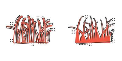 ícone de grama em estilo cômico. ilustração em vetor eco gramado dos desenhos animados no fundo branco isolado. conceito de negócio de efeito de respingo de jardim floral.