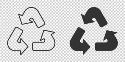 ícone de reciclagem em estilo simples. reutilizar a ilustração vetorial no fundo branco isolado. conceito de negócio de sinal de reciclagem. vetor