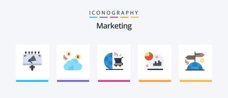 pacote de ícones de 5 planos de marketing, incluindo finanças. publicidade. marketing. marketing. gráfico. design de ícones criativos vetor