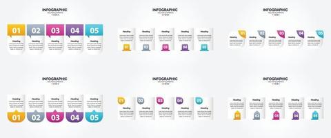 conjunto de design plano de infográficos de ilustração vetorial para folheto publicitário e revista vetor