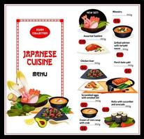 menu de cozinha de pratos exóticos do japão vetor