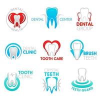 clínica odontológica e símbolo de odontologia com dente vetor