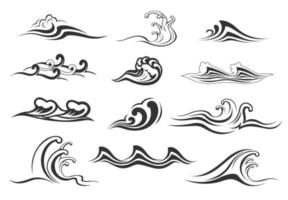 onda de água do ícone do mar ou oceano para design de natureza vetor