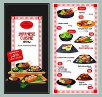 modelo de menu de restaurante de cozinha japonesa ou asiática vetor