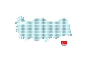 Turquia mapa projeto círculo azul, fundo branco com bandeira da Turquia. vetor