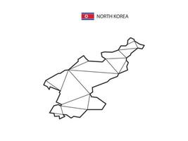 estilo de mapa de triângulos de mosaico da Coreia do Norte isolado em um fundo branco. design abstrato para vetor. vetor