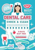 cartaz de promoção de oferta de desconto de clínica odontológica vetor