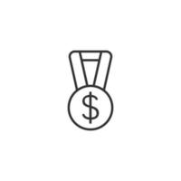 medalha com ícone de dólar em estilo simples. ilustração em vetor prêmio dinheiro troféu em fundo branco isolado. conceito de negócio de nota de banco.