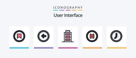 a linha de interface do usuário preencheu o pacote de 5 ícones, incluindo como. rede. celular. do utilizador. interface. design de ícones criativos vetor