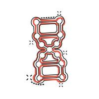 ícone da molécula de DNA em estilo cômico. ilustração em vetor átomo dos desenhos animados no fundo branco isolado. conceito de negócio de sinal de efeito de respingo espiral molecular.