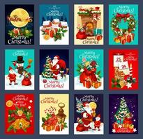cartão de saudação de feriados de natal e ano novo vetor