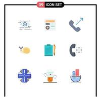 9 ícones criativos sinais modernos e símbolos de elementos de design de vetores editáveis de telefone de páscoa médica de caracol de documento