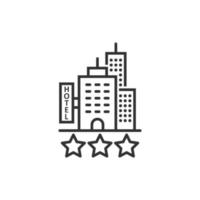 ícone de sinal de hotel 3 estrelas em estilo simples. pousada construção ilustração vetorial no fundo branco isolado. conceito de negócio de quarto de albergue. vetor