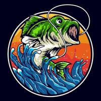 design de logotipo de ilustração de pesca do robalo vetor